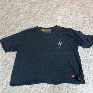 Aviator Nation Charcoal Tee with Rainbow Lightning Bolt